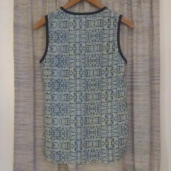 100% Silk Black Trim Art Museum Tank Top - Picture 4 of 11